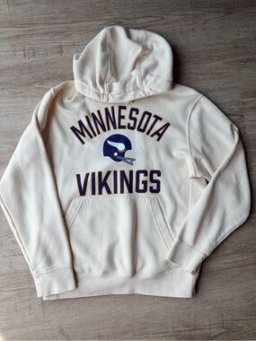 Nike Minnesota Vikings Gym Vintage Logo Pullover Hoodie - Cream - Small